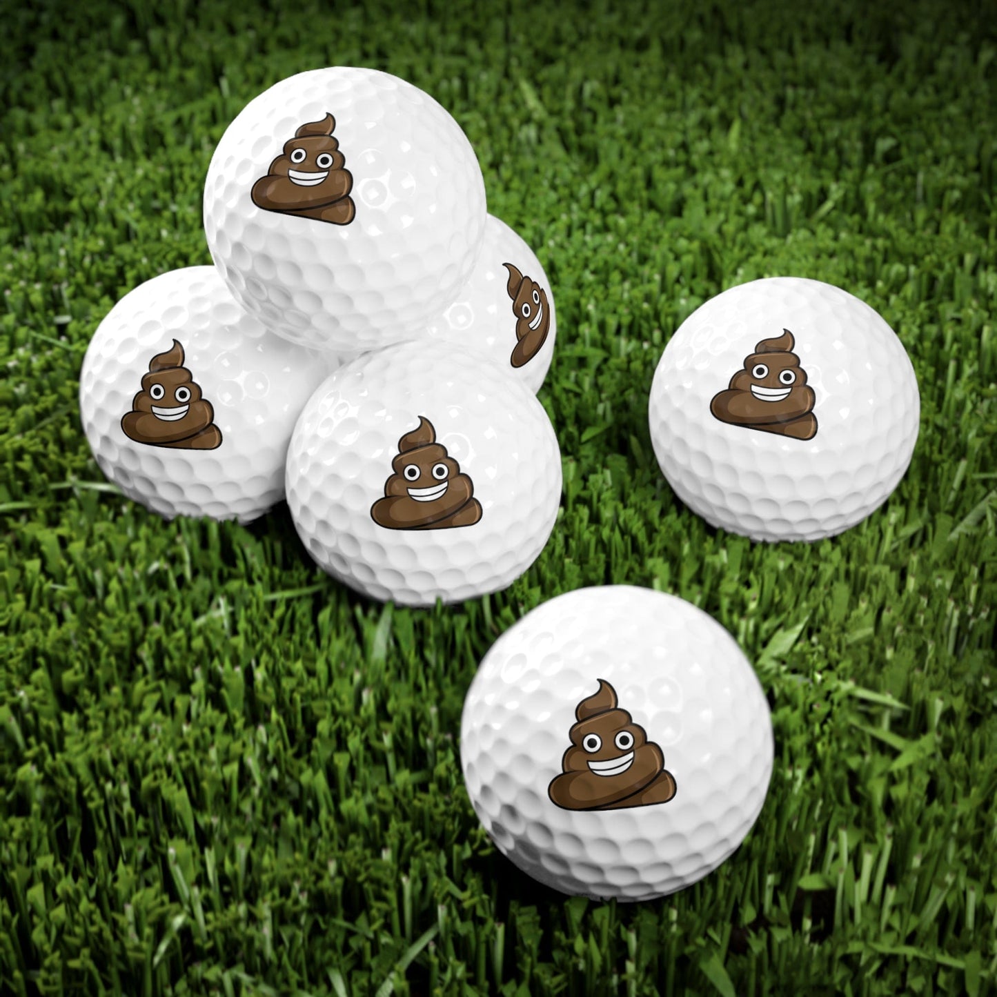 Funny Golfer Gifts Accessories 1.7" / 6 pcs Poop Emoji Golf Balls,, 6 Piece Set
