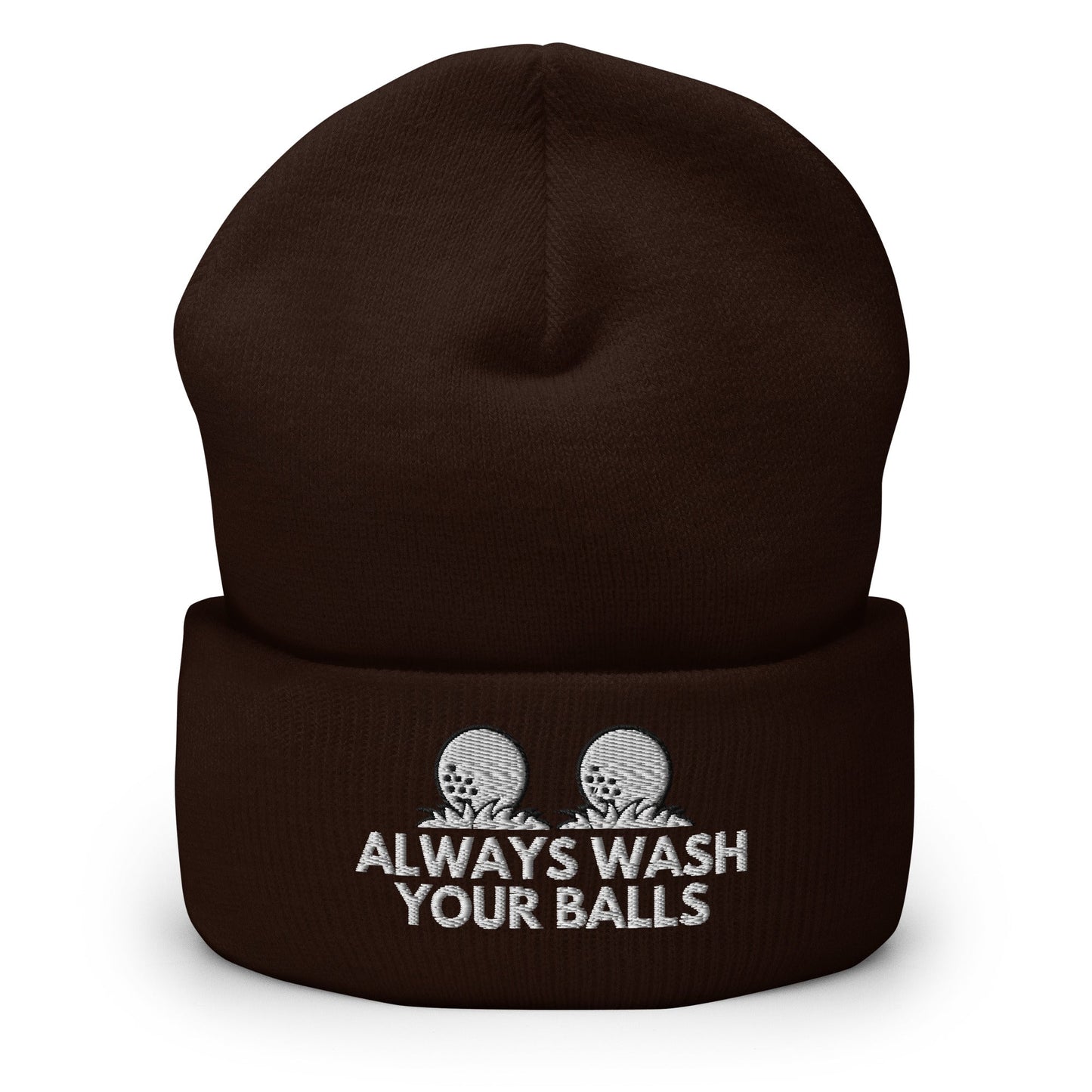 Funny Golfer Gifts Beanie Brown Always Wash Your Balls Hat Beanie