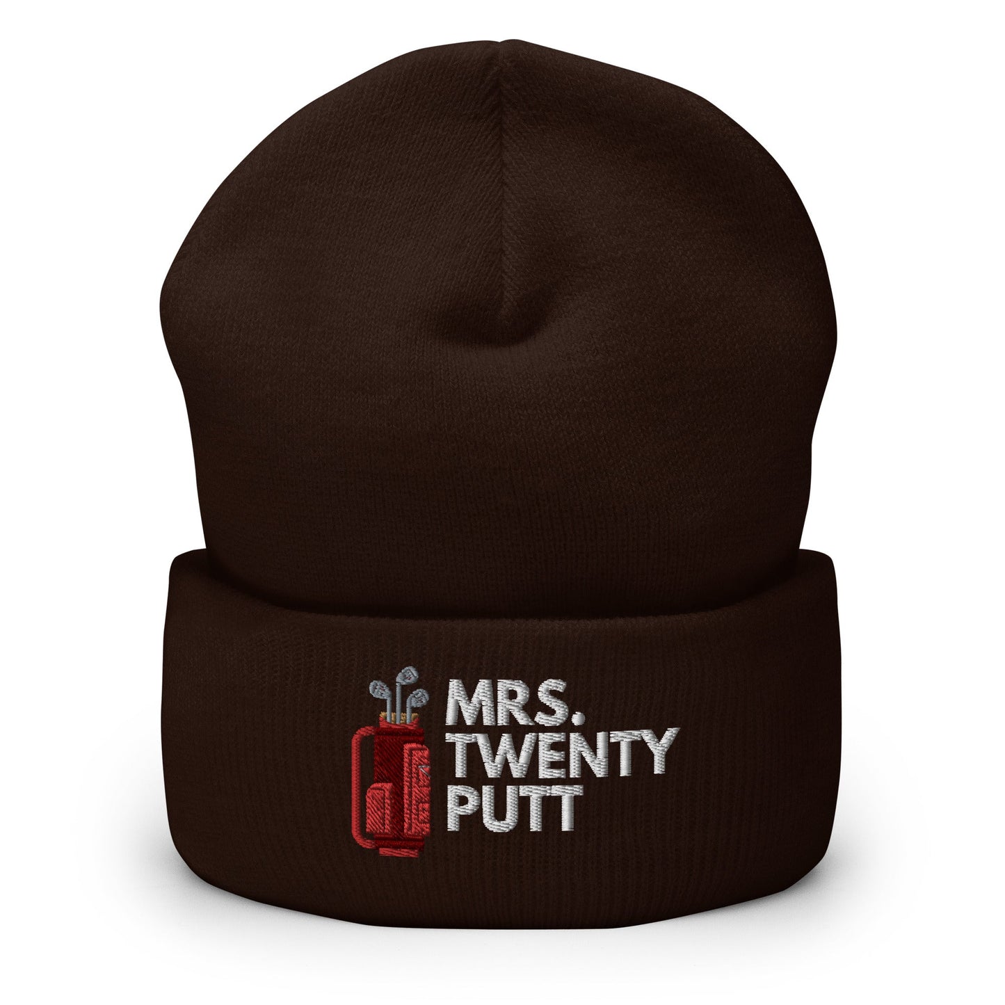 Funny Golfer Gifts Beanie Brown Mrs. Twenty Putt Beanie