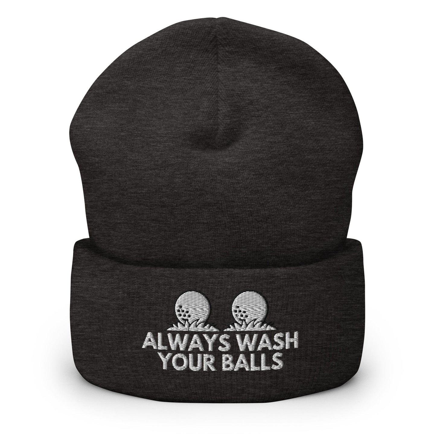Funny Golfer Gifts Beanie Dark Grey Always Wash Your Balls Hat Beanie