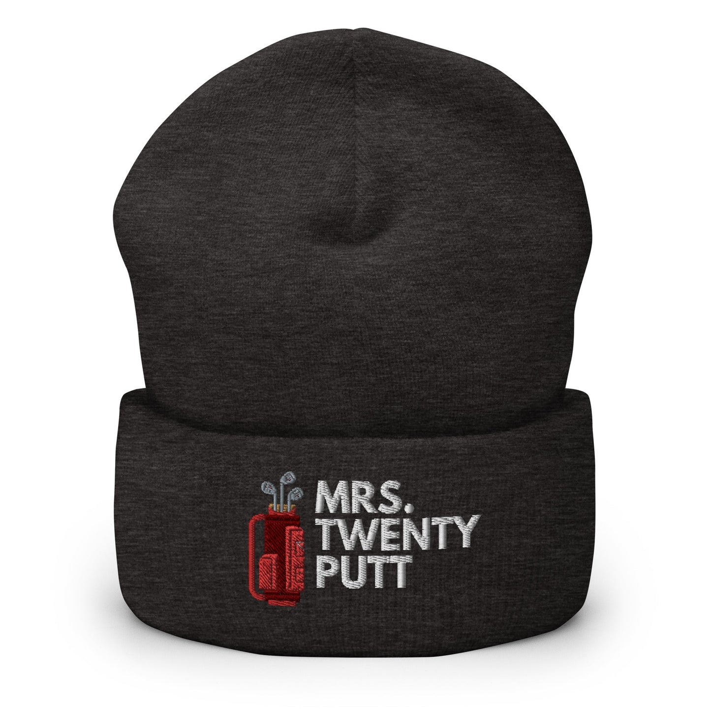 Funny Golfer Gifts Beanie Dark Grey Mrs. Twenty Putt Beanie