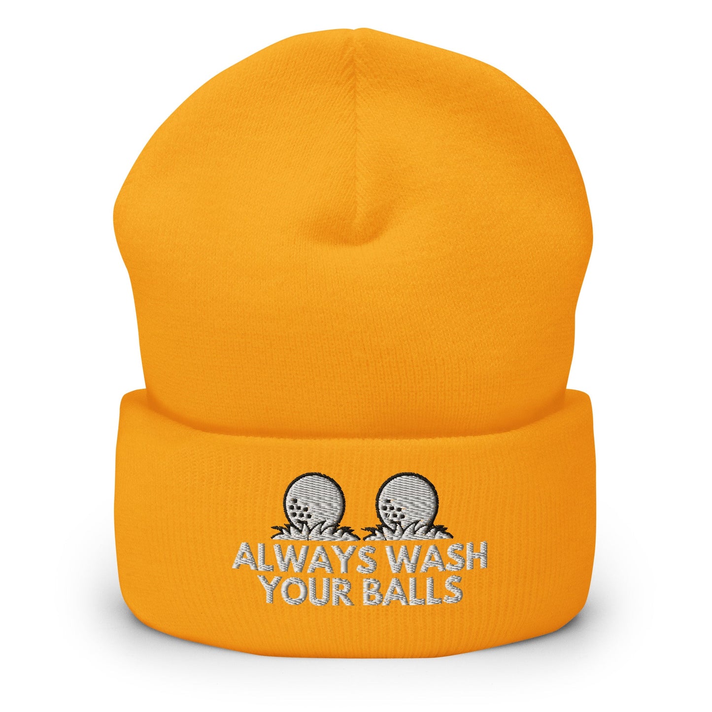 Funny Golfer Gifts Beanie Gold Always Wash Your Balls Hat Beanie