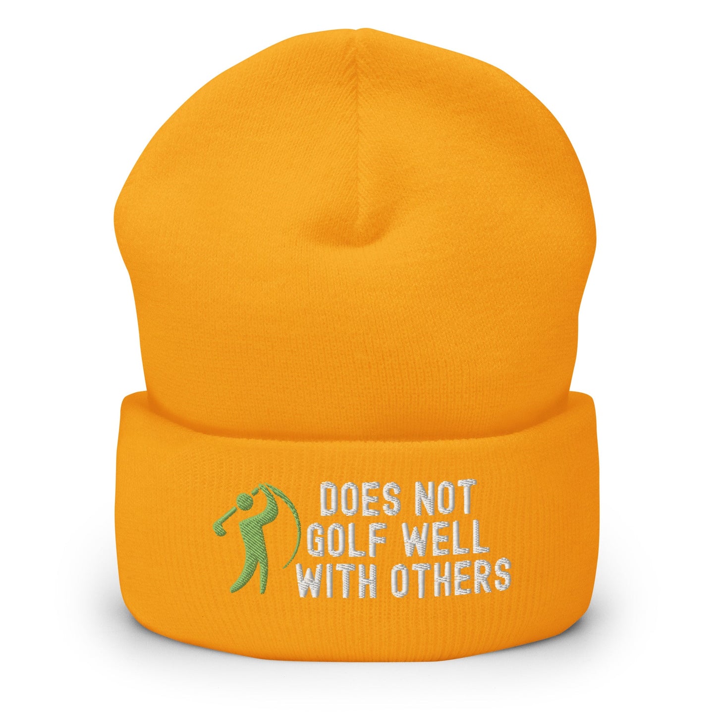 Funny Golfer Gifts Beanie Gold Does Not Golf Well With Others Beanie
