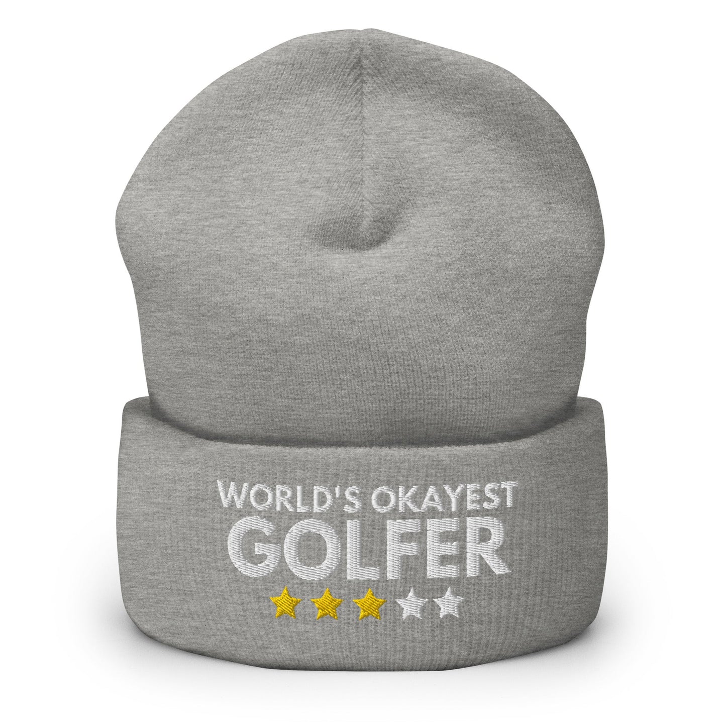 Funny Golfer Gifts Beanie Heather Grey Worlds Okayest Golfer Hat Beanie