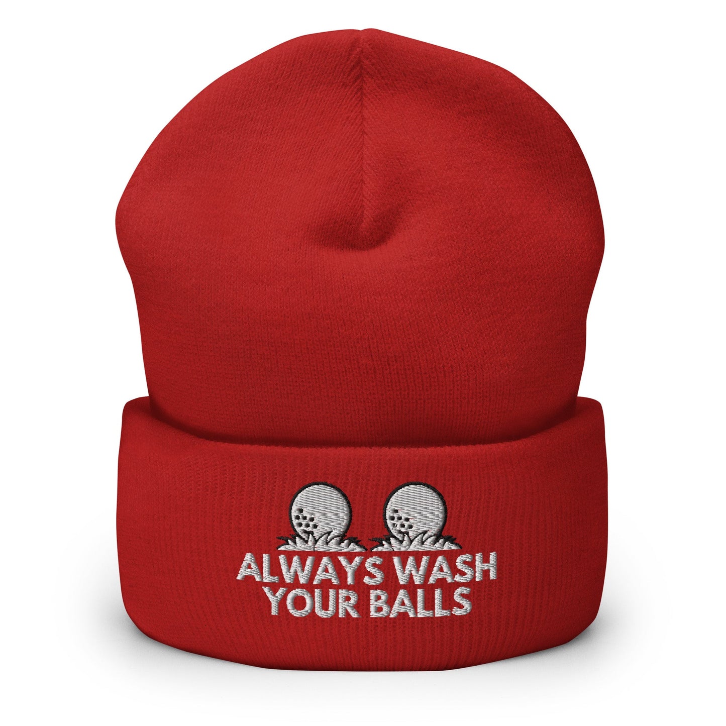 Funny Golfer Gifts Beanie Red Always Wash Your Balls Hat Beanie