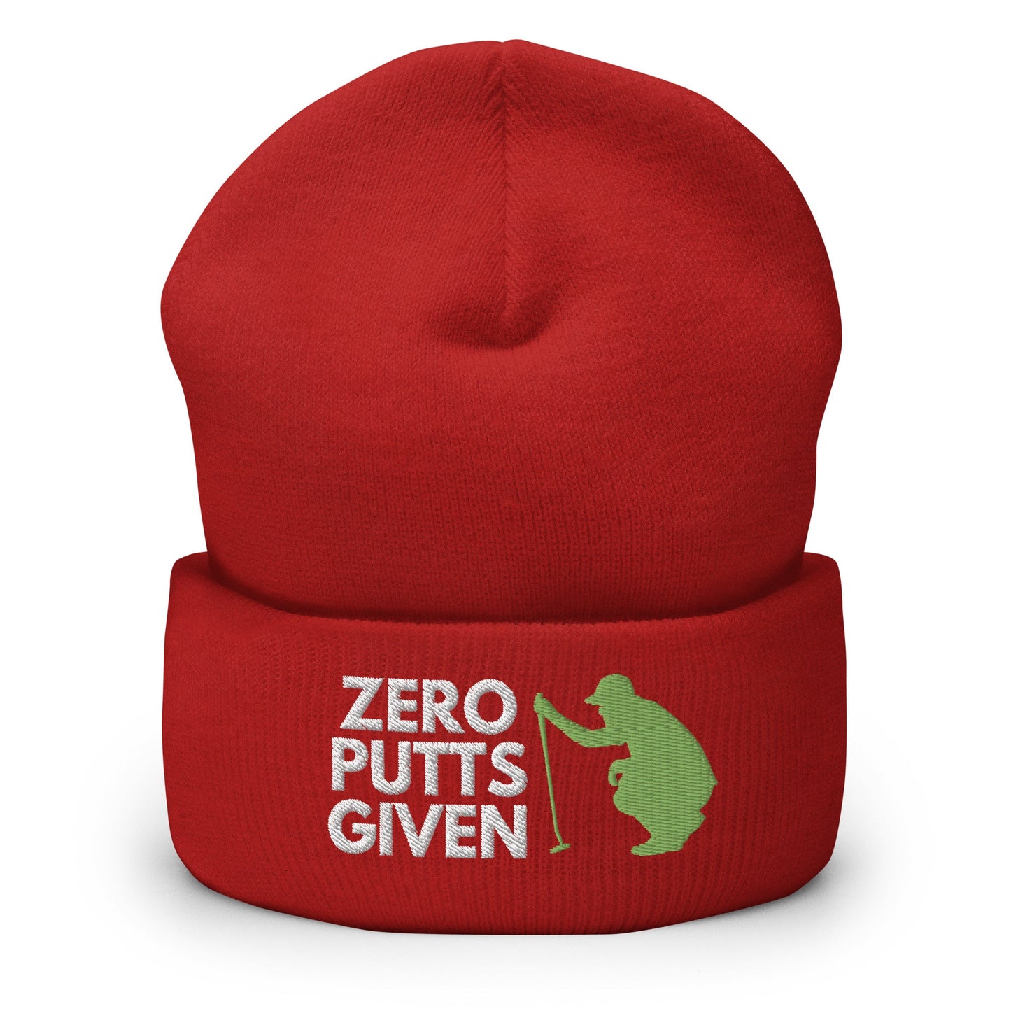Funny Golfer Gifts Beanie Red Zero Putts Given Hat Beanie