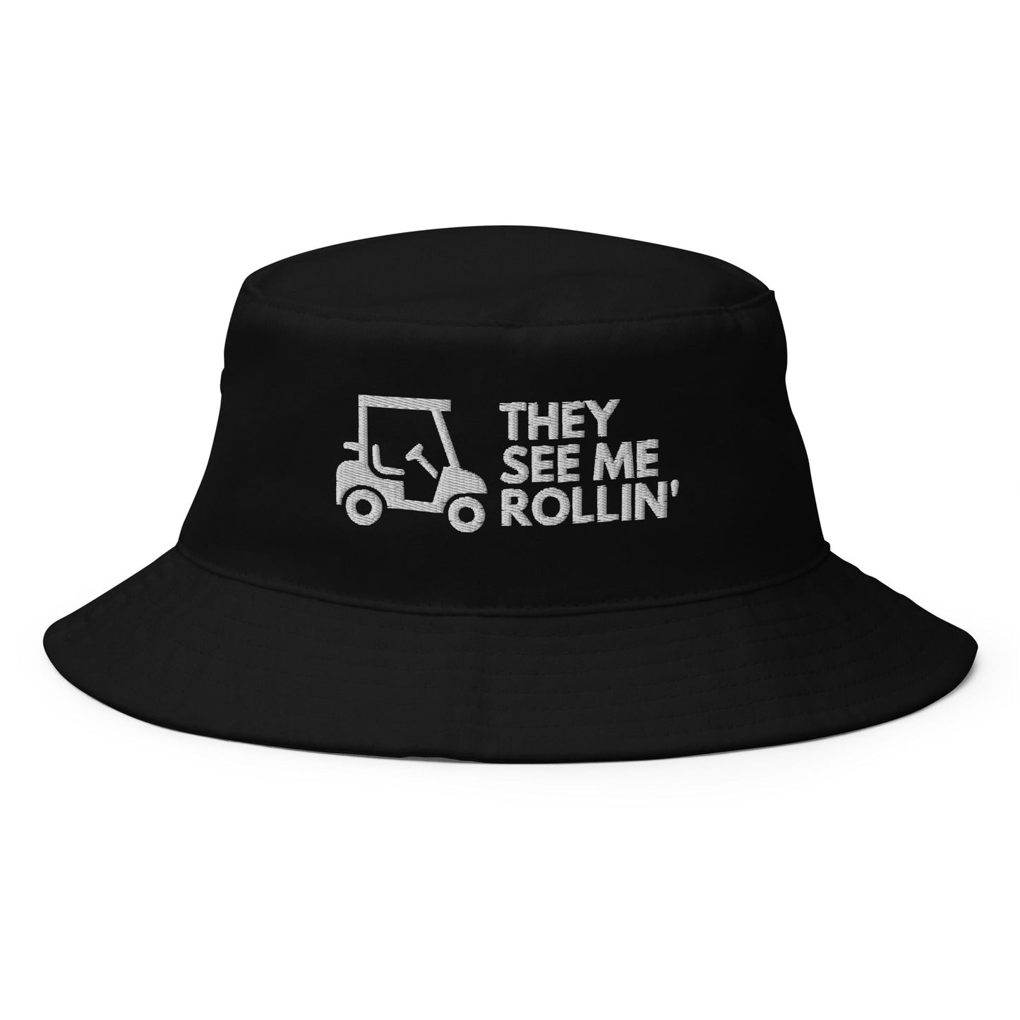 Funny Golfer Gifts Bucket Hat Black They See Me Rollin Golfcart Hat Bucket Hat