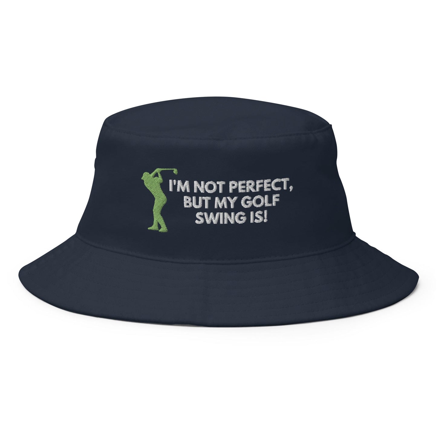 Funny Golfer Gifts Bucket Hat Navy I'm Not Perfect But My Golf Swing Is Hat Bucket Hat