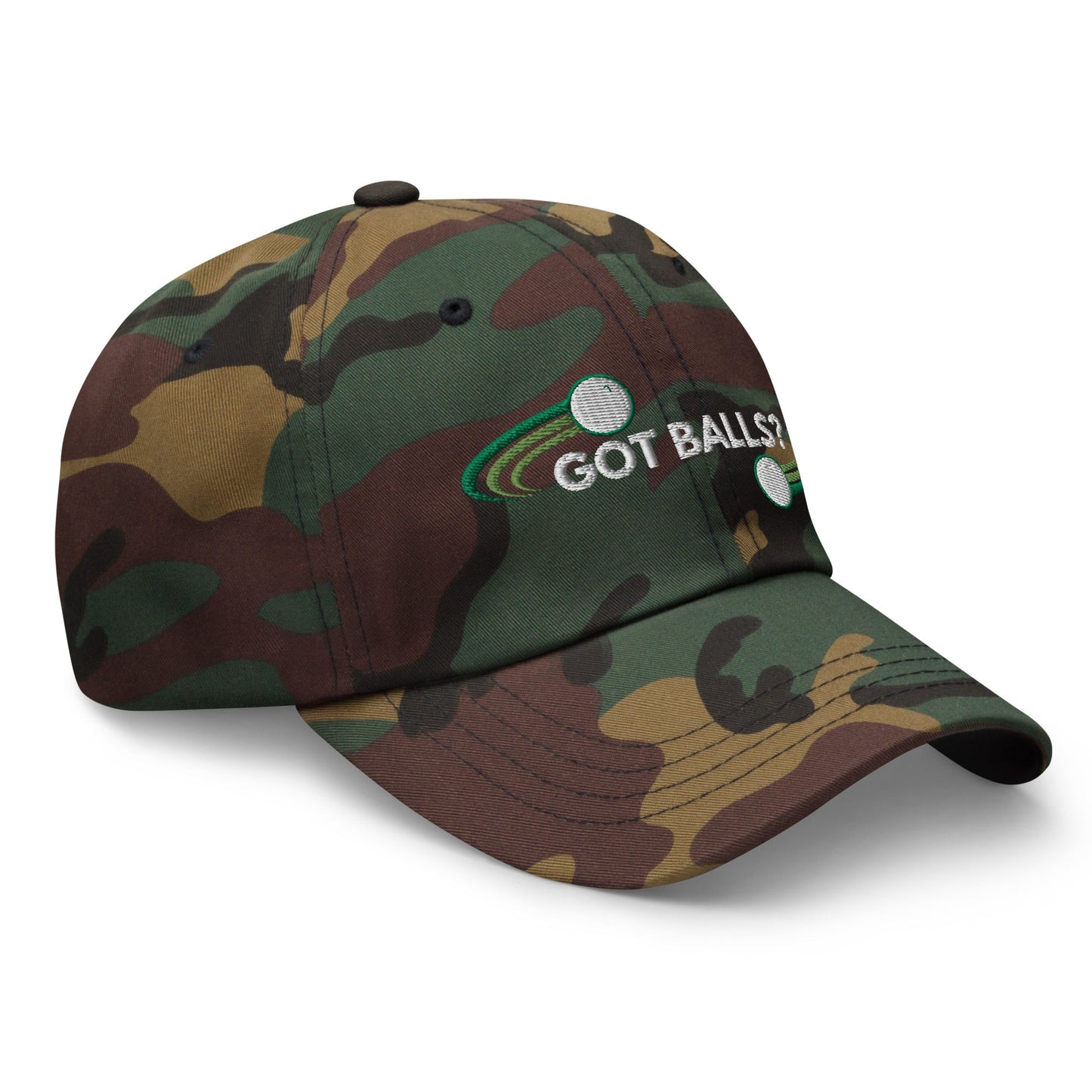 Funny Golfer Gifts Dad Cap Green Camo Got Balls Cap