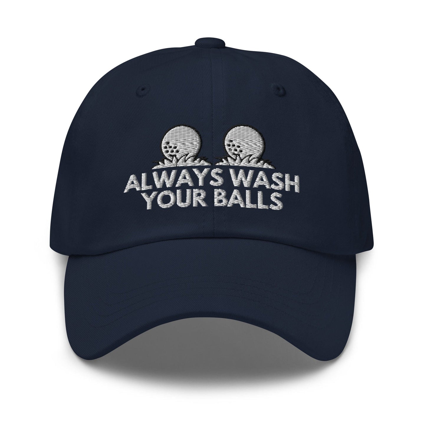 Funny Golfer Gifts Dad Cap Navy Always Wash Your Balls Hat Cap