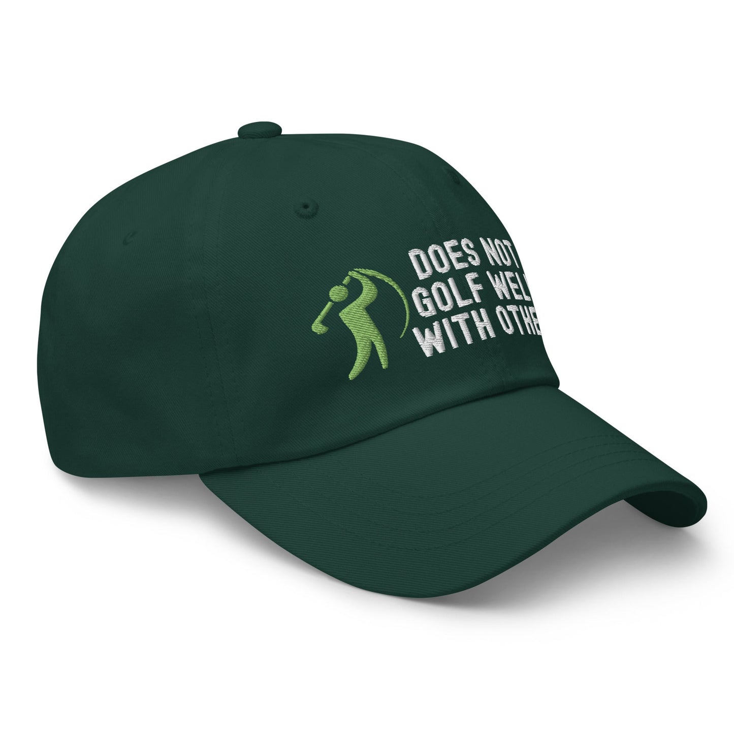 Funny Golfer Gifts Dad Cap Spruce Does Not Golf Well With Others Cap