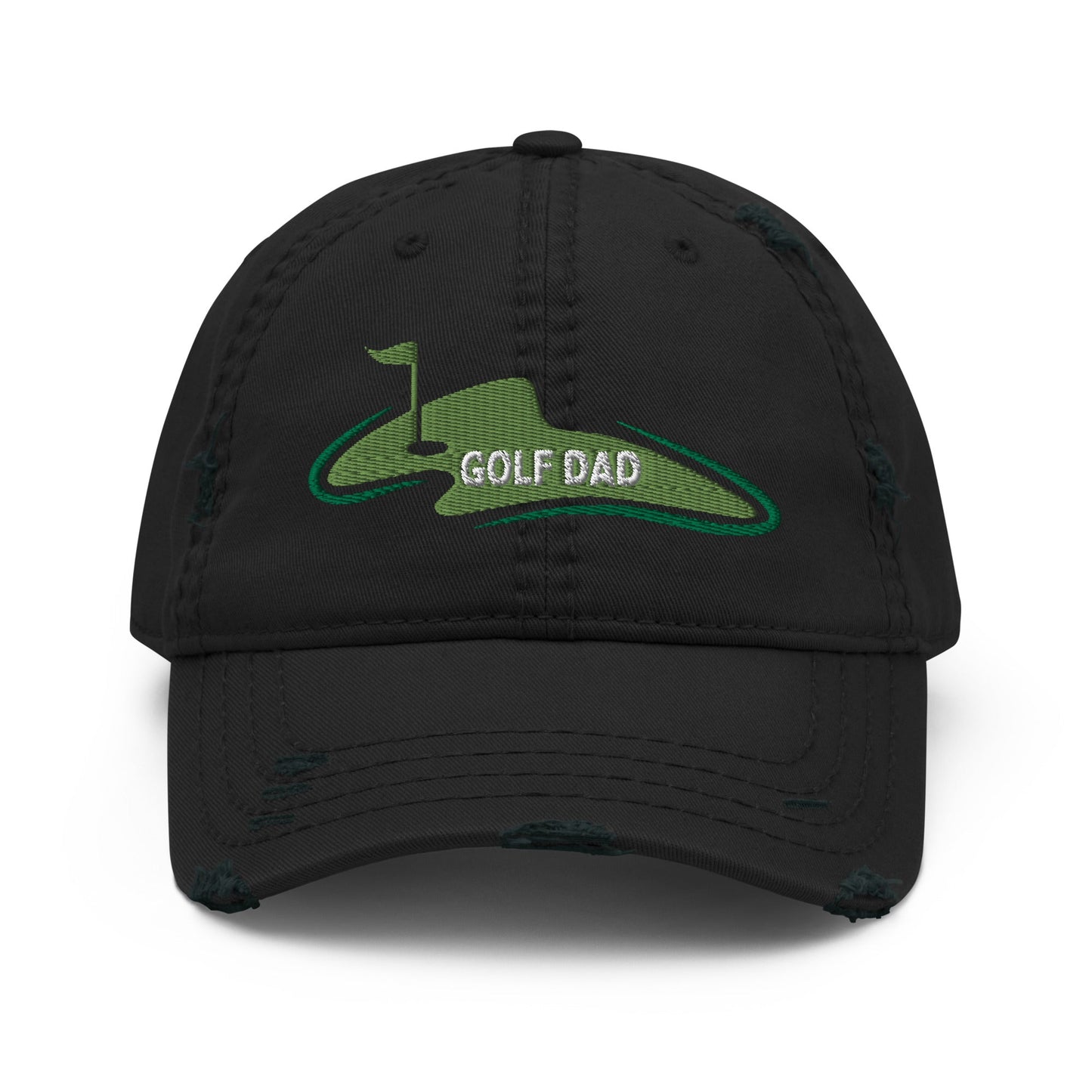 Funny Golfer Gifts Distressed Cap Black Golf Dad Distressed Hat