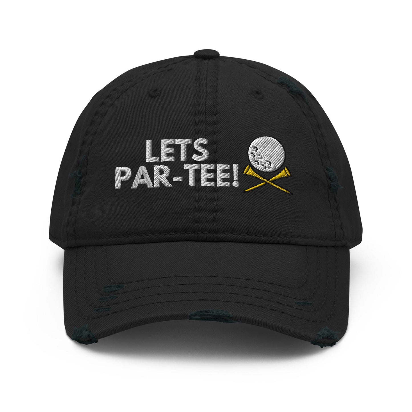 Funny Golfer Gifts Distressed Cap Black Lets Par-Tee Hat Distressed Hat