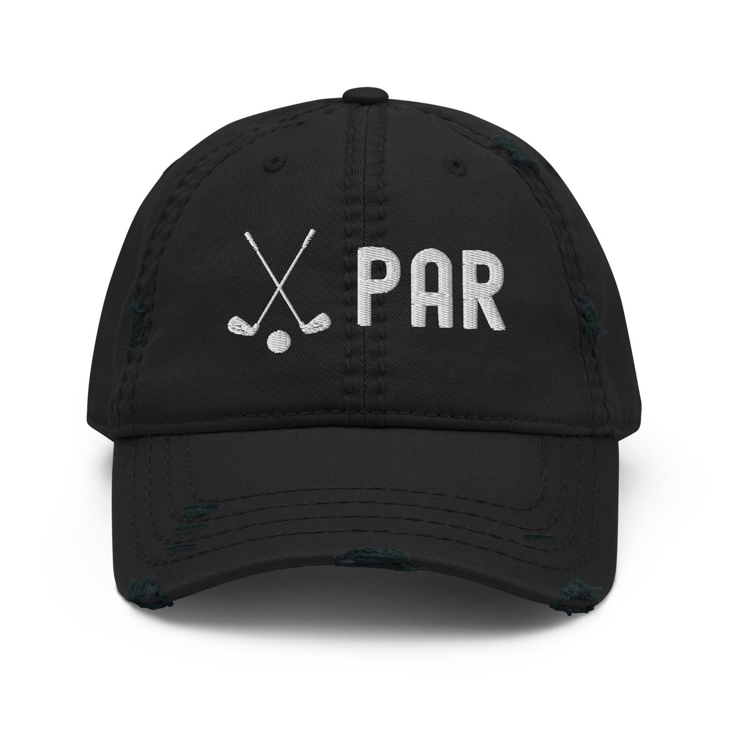 Funny Golfer Gifts Distressed Cap Black Par Golf Club Golfball Hat Distressed Hat
