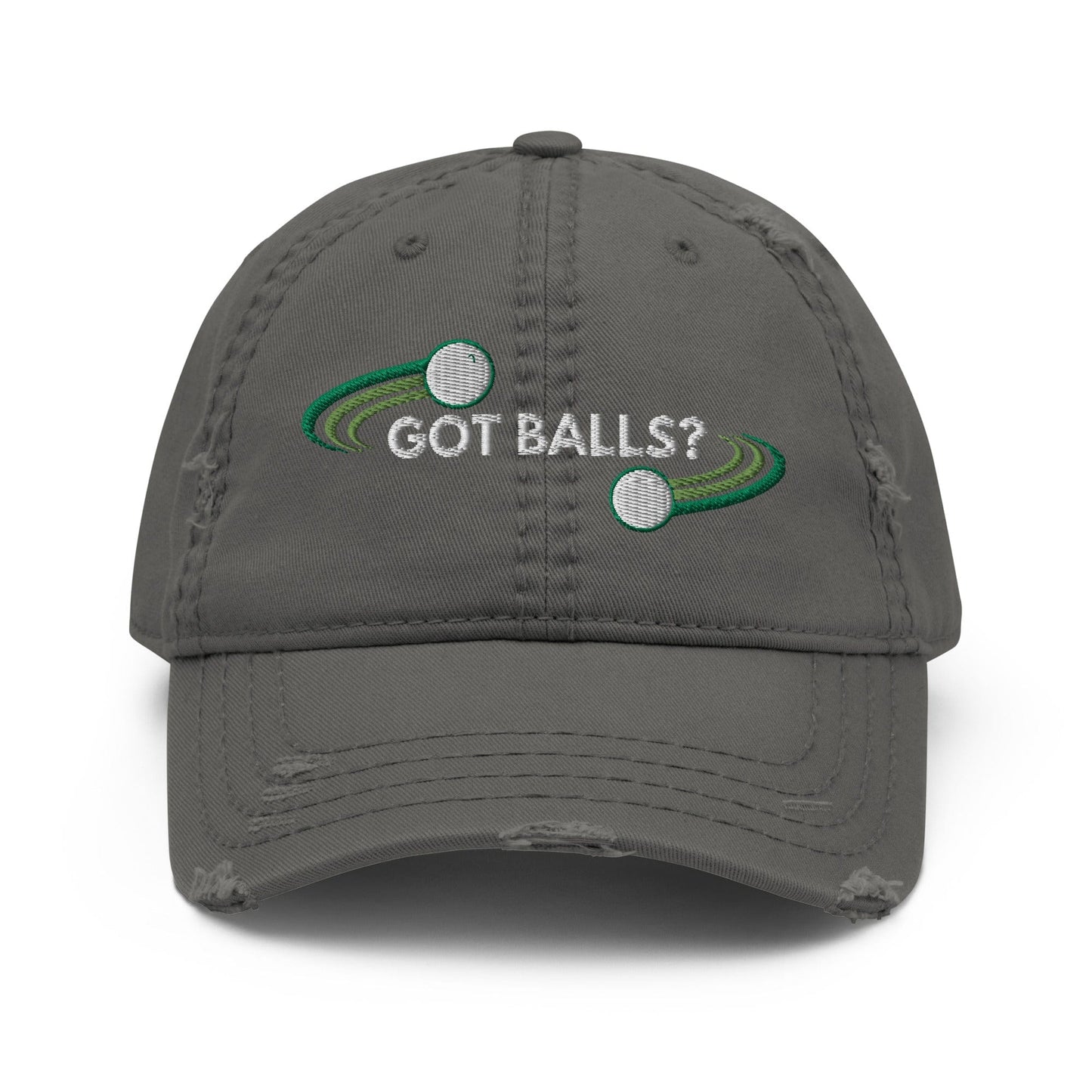 Funny Golfer Gifts Distressed Cap Charcoal Grey Got Balls Distressed Hat