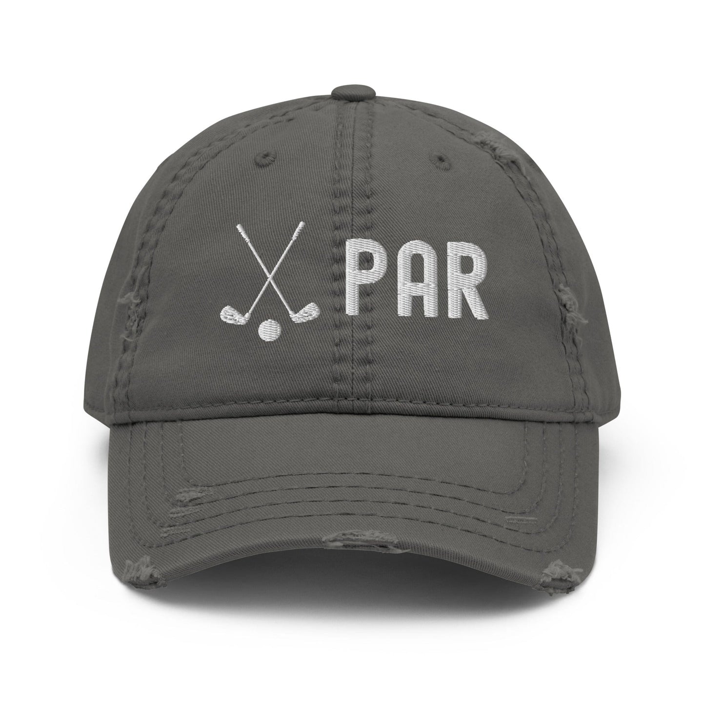 Funny Golfer Gifts Distressed Cap Charcoal Grey Par Golf Club Golfball Hat Distressed Hat