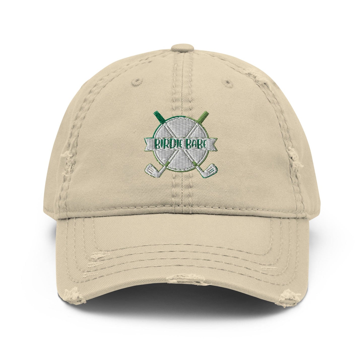 Funny Golfer Gifts Distressed Cap Khaki Birdie Babe Distressed Hat