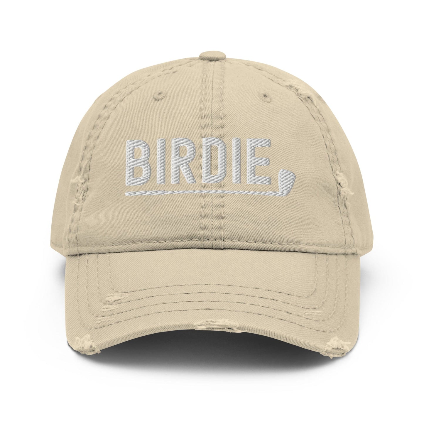 Funny Golfer Gifts Distressed Cap Khaki Birdie Hat Distressed Hat