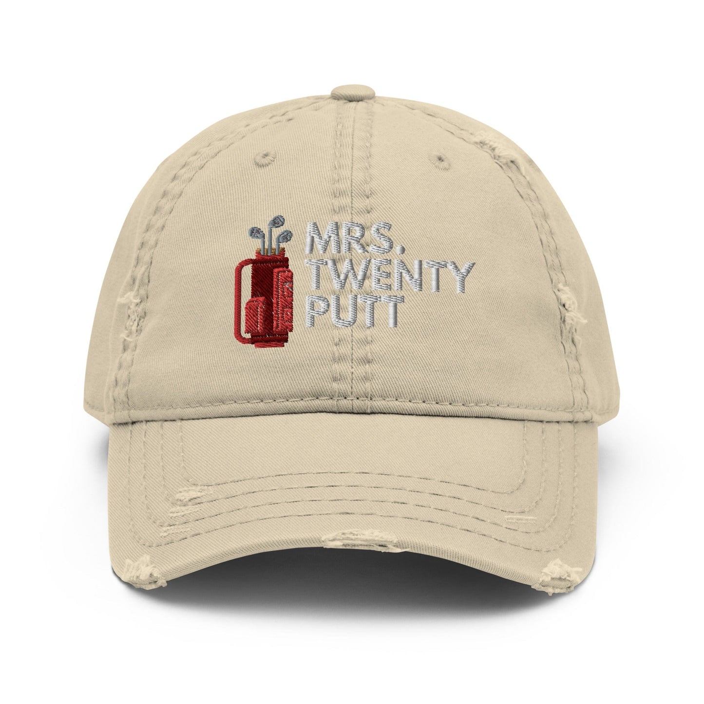Funny Golfer Gifts Distressed Cap Khaki Mrs. Twenty Putt Distressed Hat
