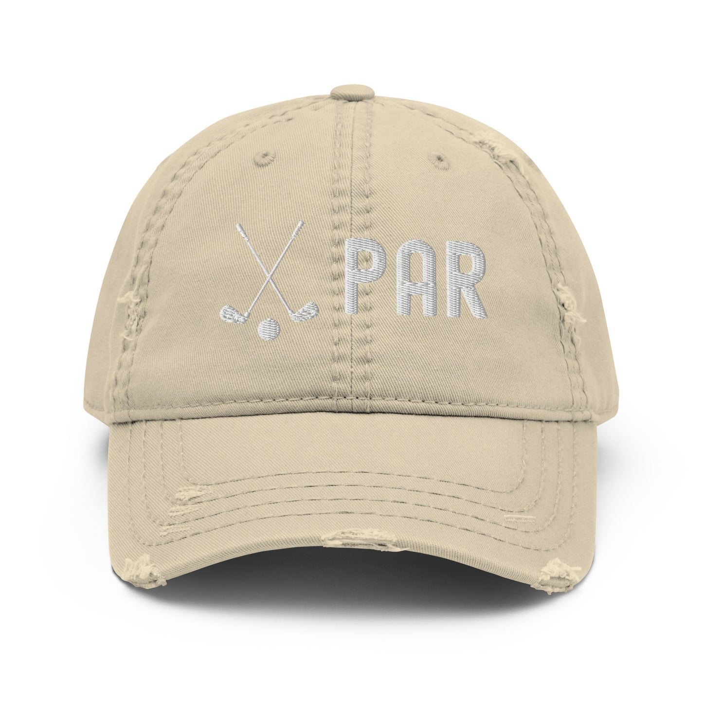 Funny Golfer Gifts Distressed Cap Khaki Par Golf Club Golfball Hat Distressed Hat
