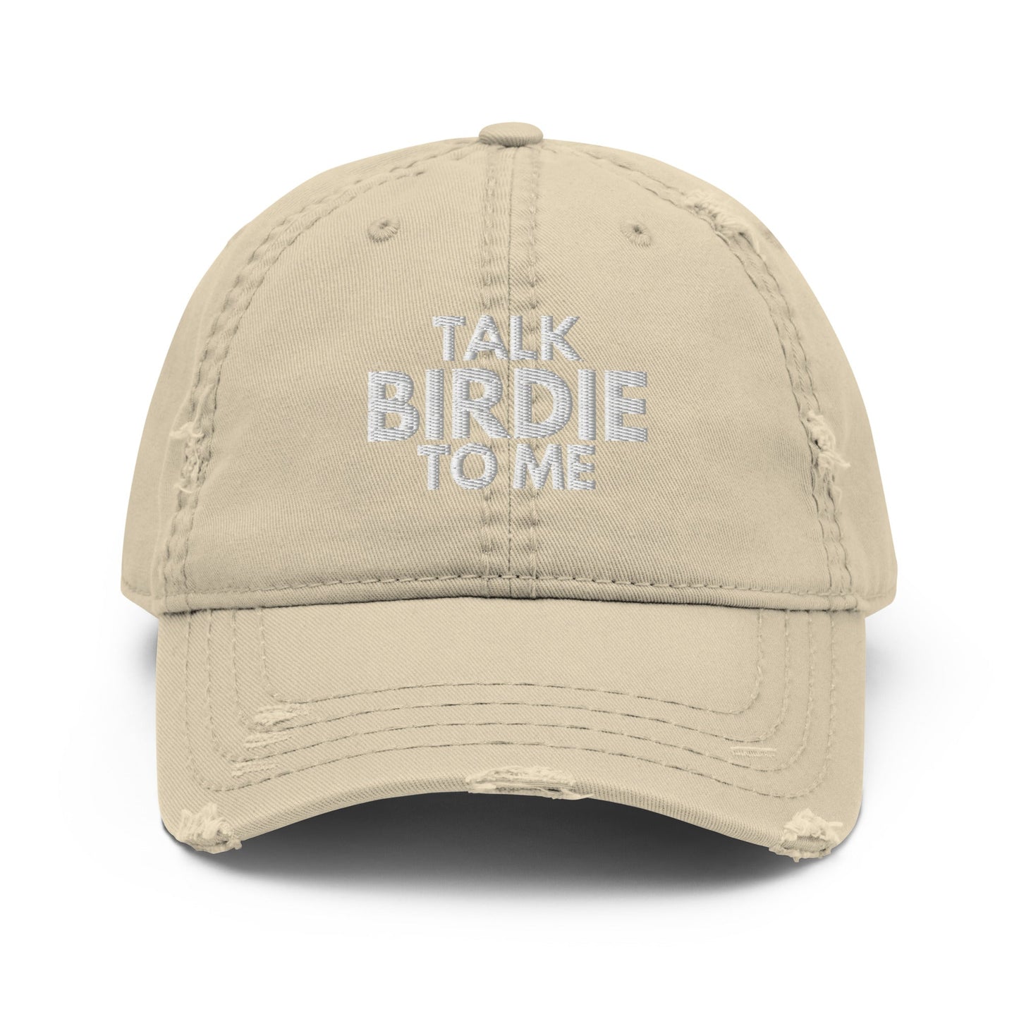 Funny Golfer Gifts Distressed Cap Khaki Talk Birdie To Me Hat Distressed Hat