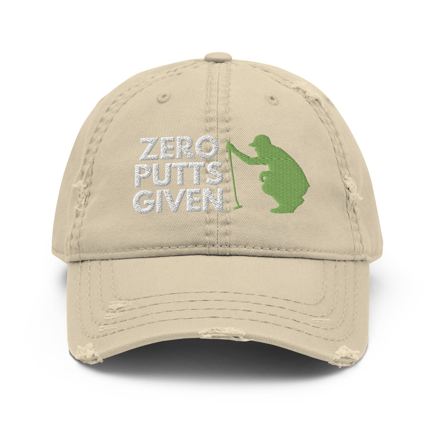 Funny Golfer Gifts Distressed Cap Khaki Zero Putts Given Hat Distressed Hat