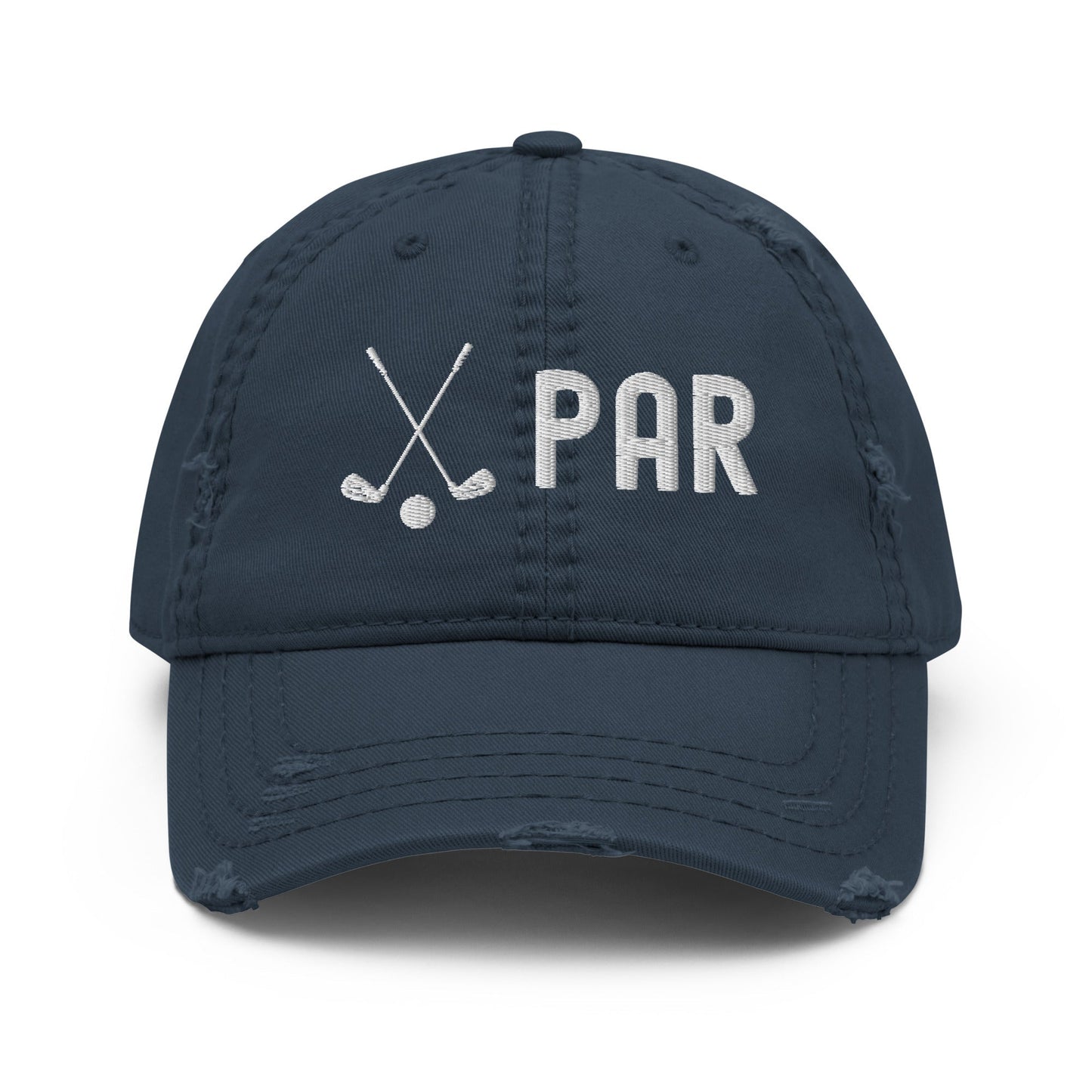 Funny Golfer Gifts Distressed Cap Navy Par Golf Club Golfball Hat Distressed Hat