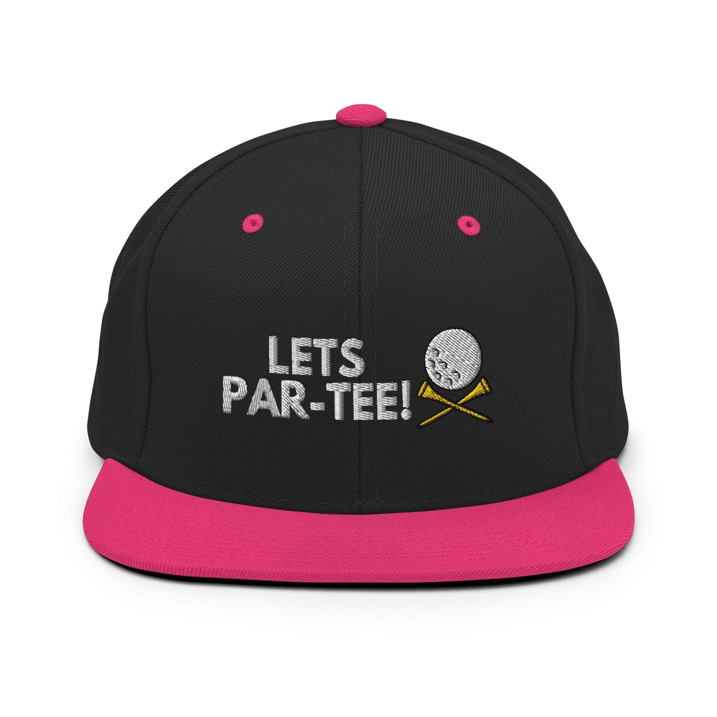 Funny Golfer Gifts Snapback Hat Black/ Neon Pink Lets Par-Tee Hat Snapback Hat