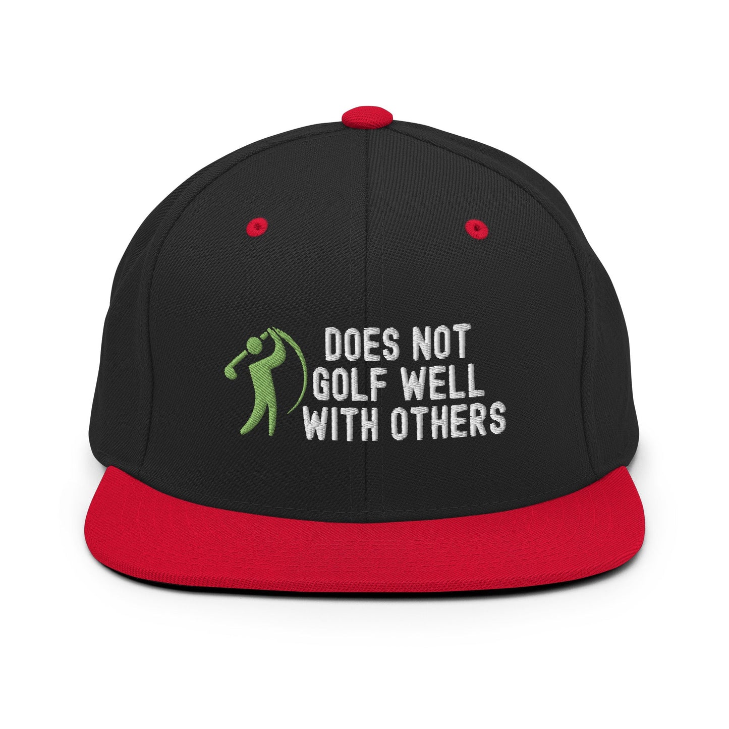 Funny Golfer Gifts Snapback Hat Black/ Red Does Not Golf Well With Others Snapback Hat