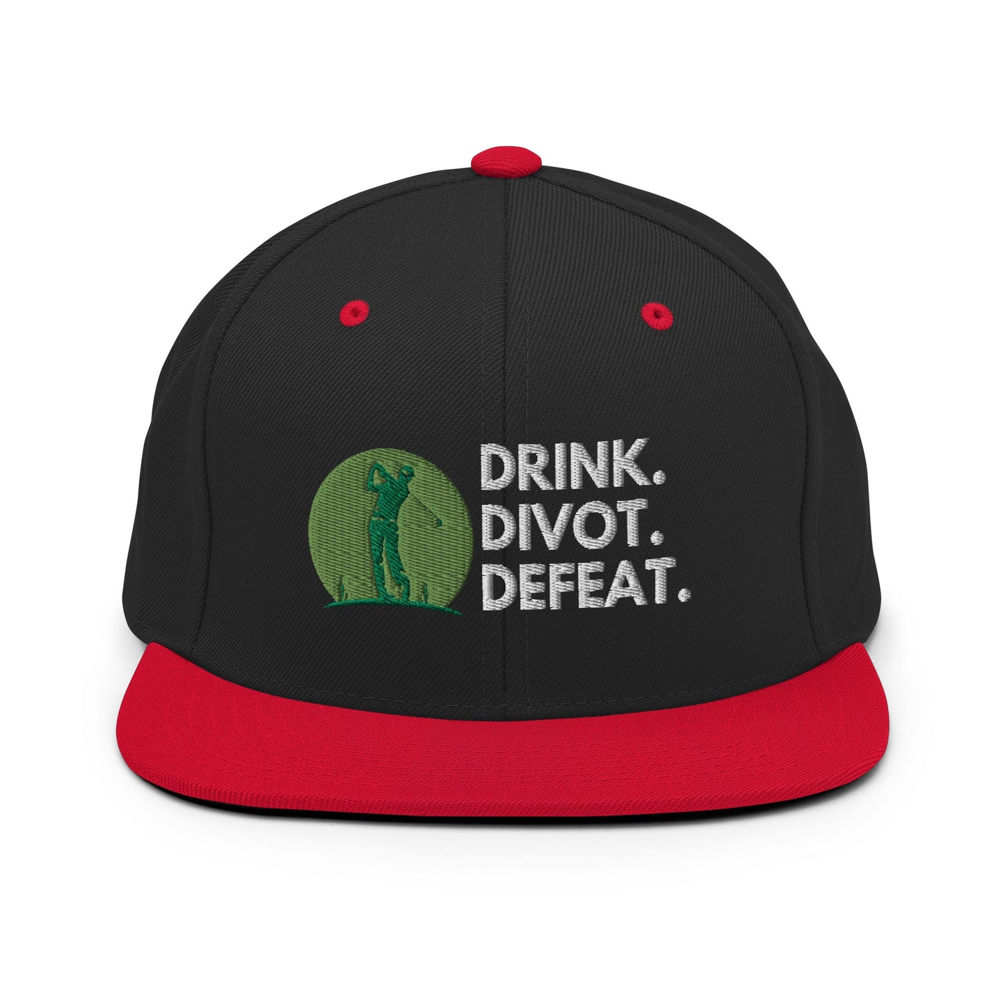 Funny Golfer Gifts Snapback Hat Black/ Red Drink. Divot. Defeat Snapback Hat