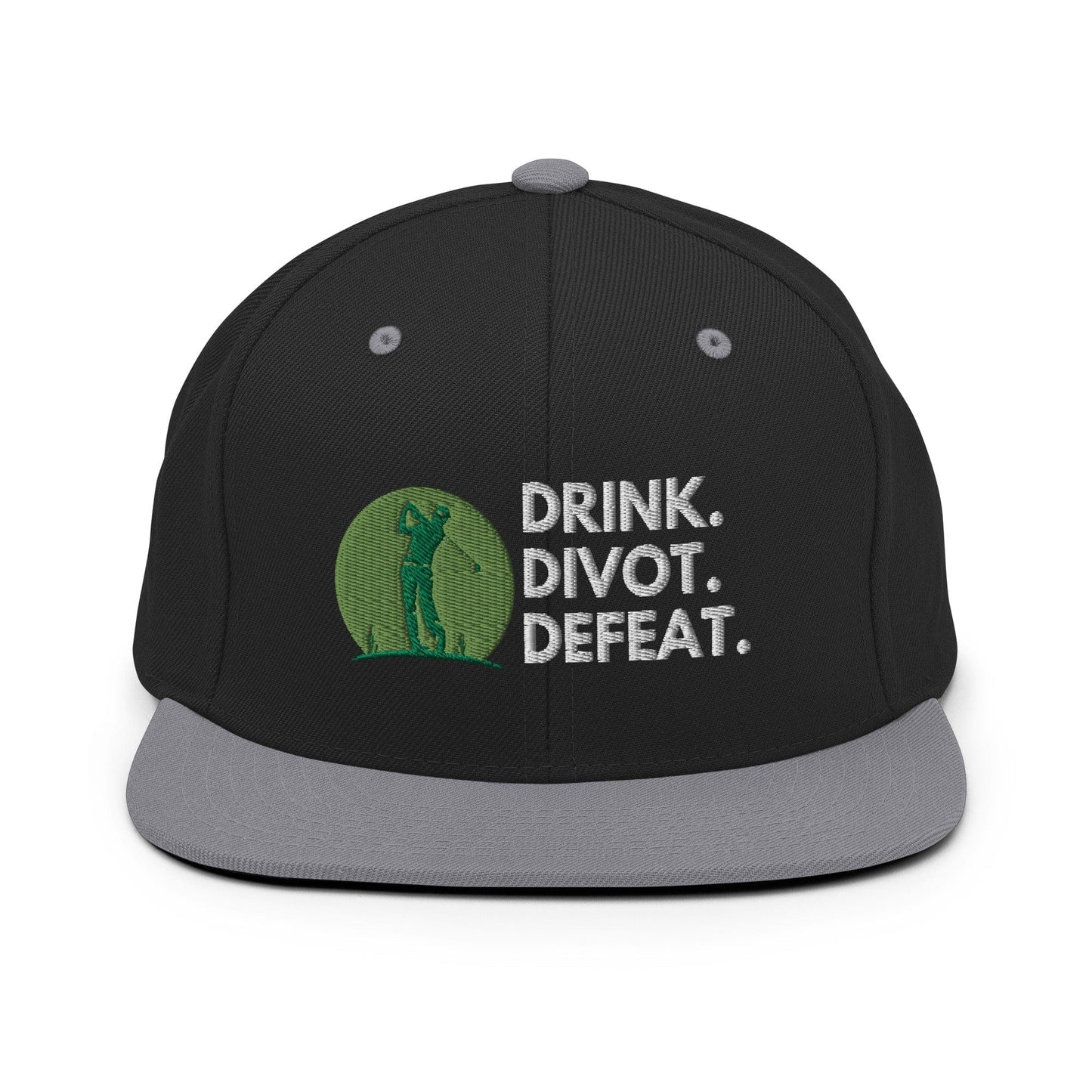 Funny Golfer Gifts Snapback Hat Black/ Silver Drink. Divot. Defeat Snapback Hat