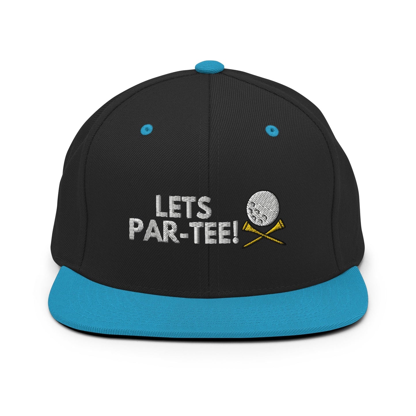 Funny Golfer Gifts Snapback Hat Black/ Teal Lets Par-Tee Hat Snapback Hat