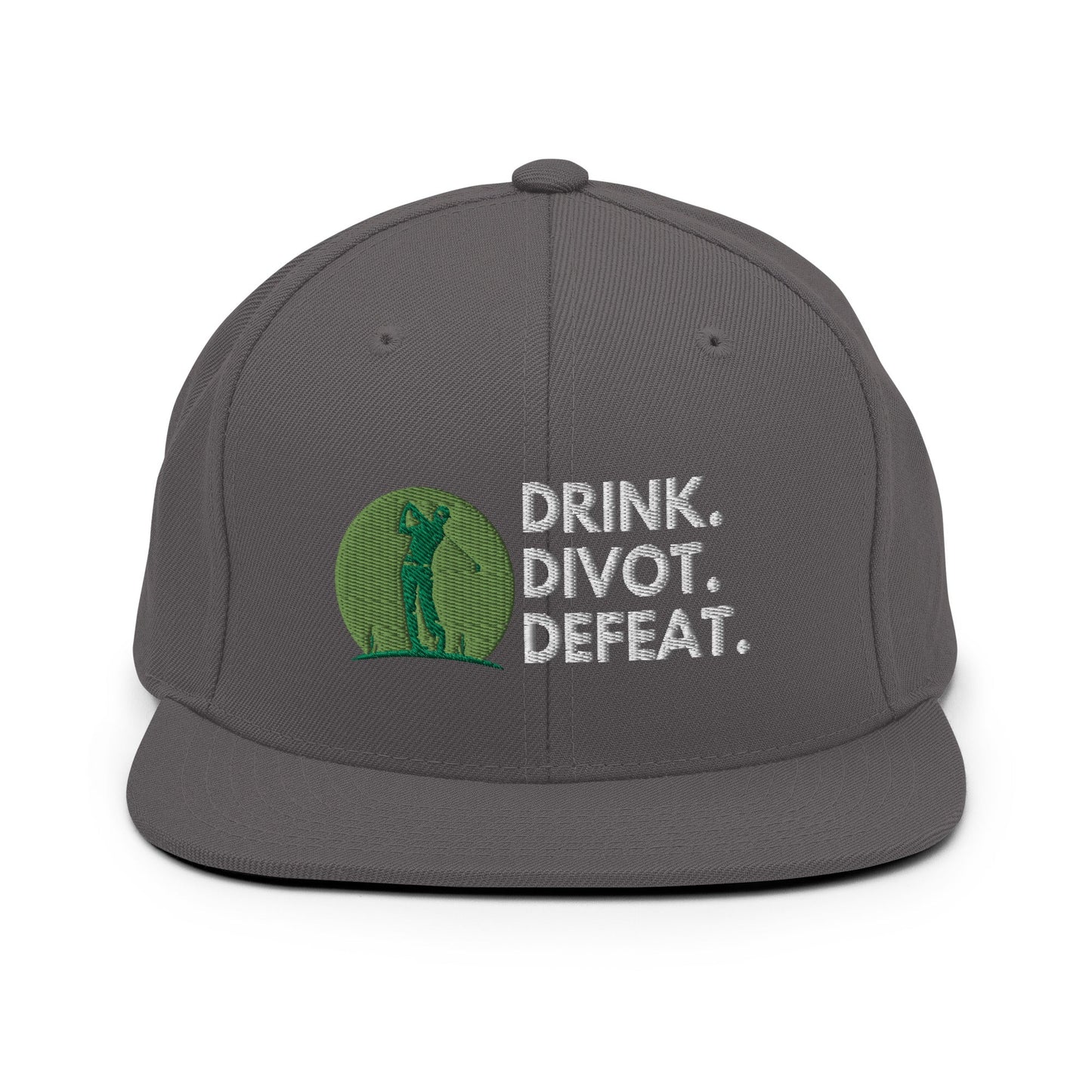Funny Golfer Gifts Snapback Hat Dark Grey Drink. Divot. Defeat Snapback Hat