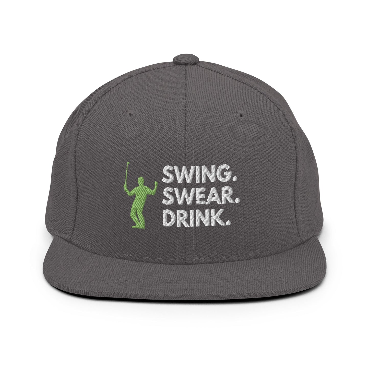 Funny Golfer Gifts Snapback Hat Dark Grey Swing. Swear. Drink Snapback Hat