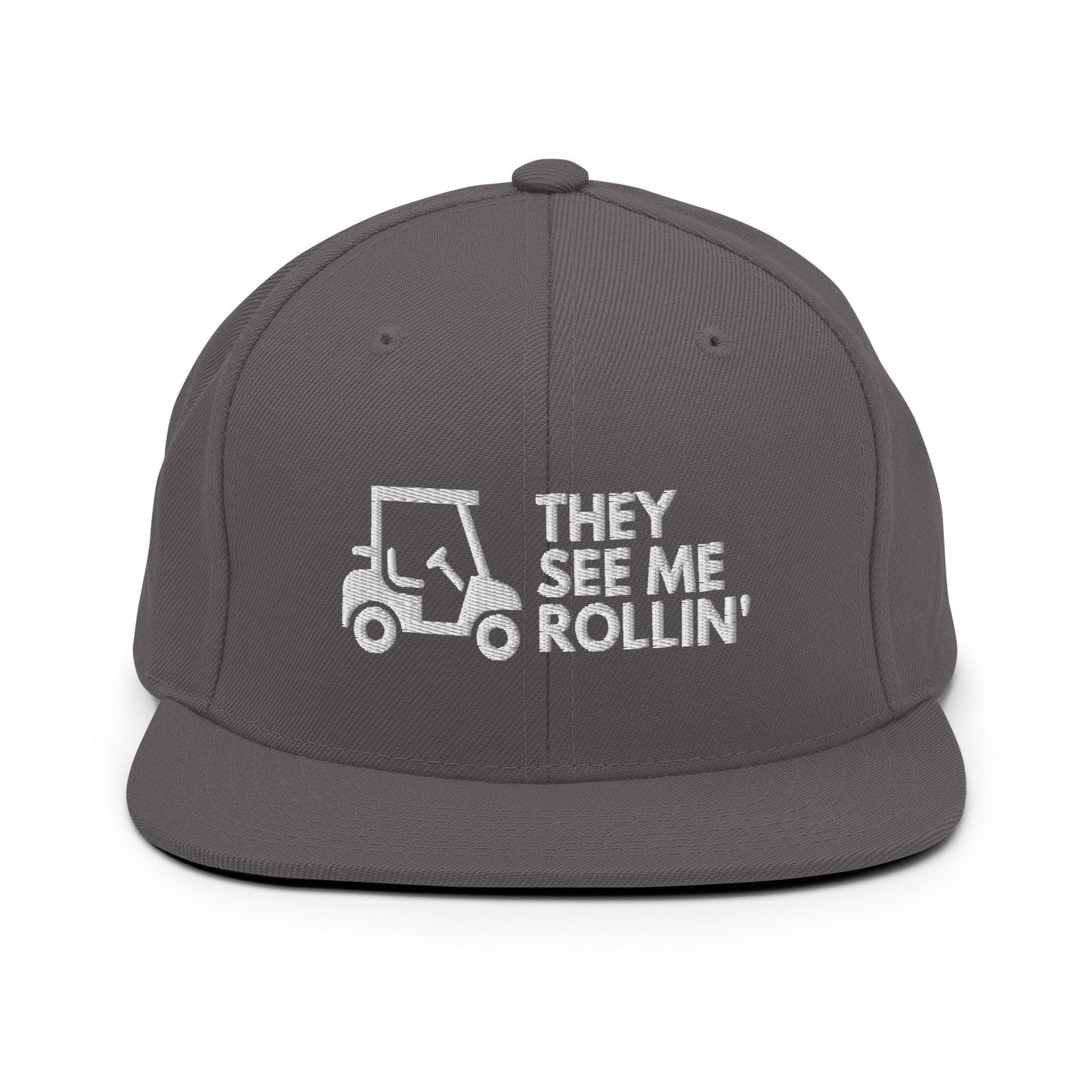 Funny Golfer Gifts Snapback Hat Dark Grey They See Me Rollin Golfcart Hat Snapback Hat