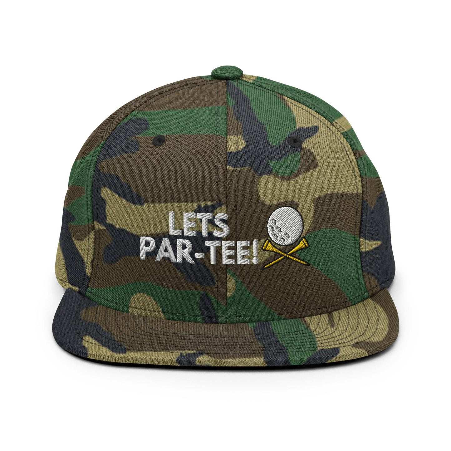 Funny Golfer Gifts Snapback Hat Green Camo Lets Par-Tee Hat Snapback Hat