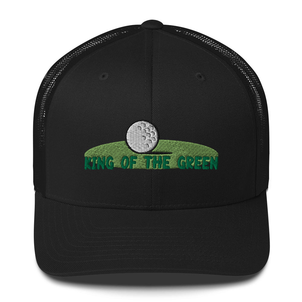 Funny Golfer Gifts Trucker Hat Black King of the Green Trucker Hat