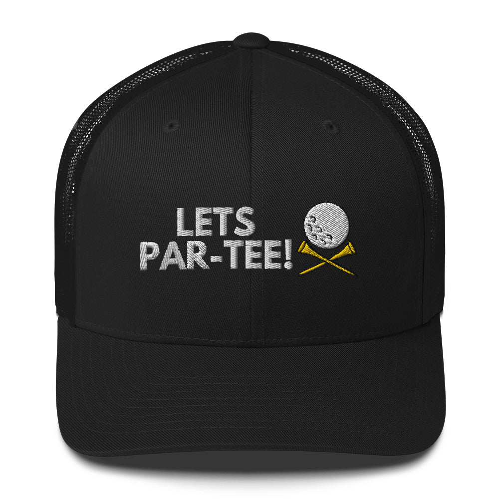 Funny Golfer Gifts Trucker Hat Black Lets Par-Tee Hat Trucker Hat