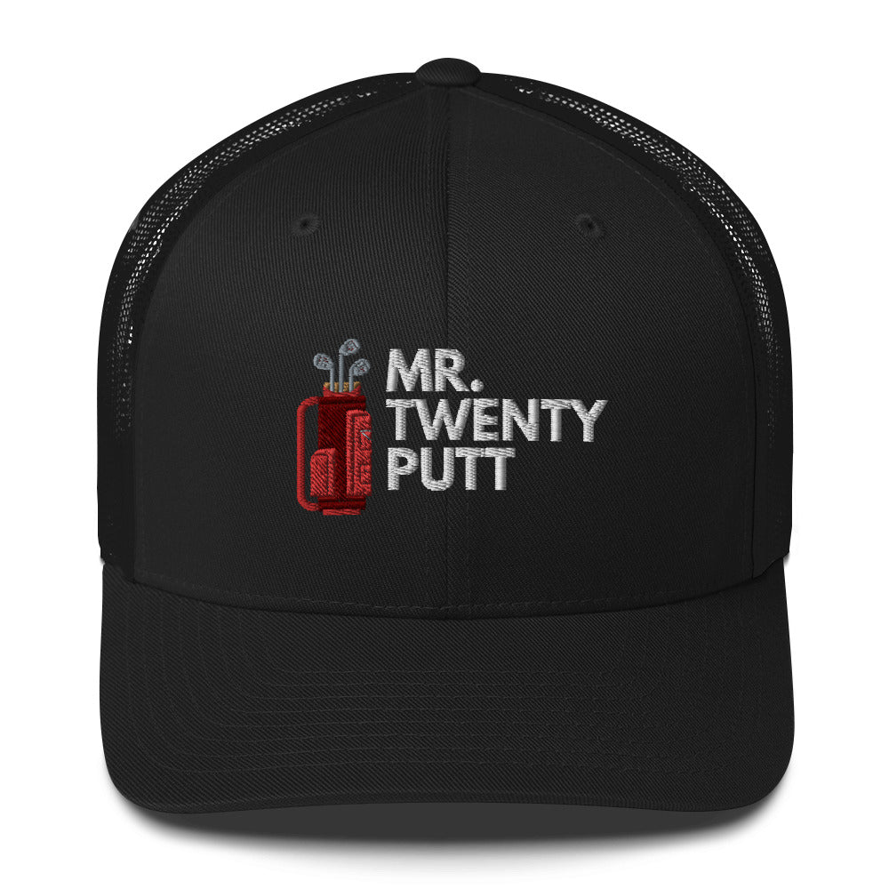 Funny Golfer Gifts Trucker Hat Black Mr. Twenty Putt Trucker Hat