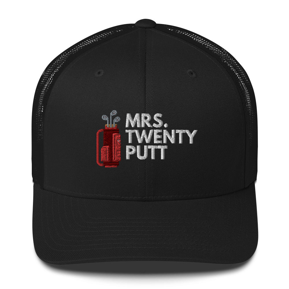 Funny Golfer Gifts Trucker Hat Black Mrs. Twenty Putt Trucker Hat