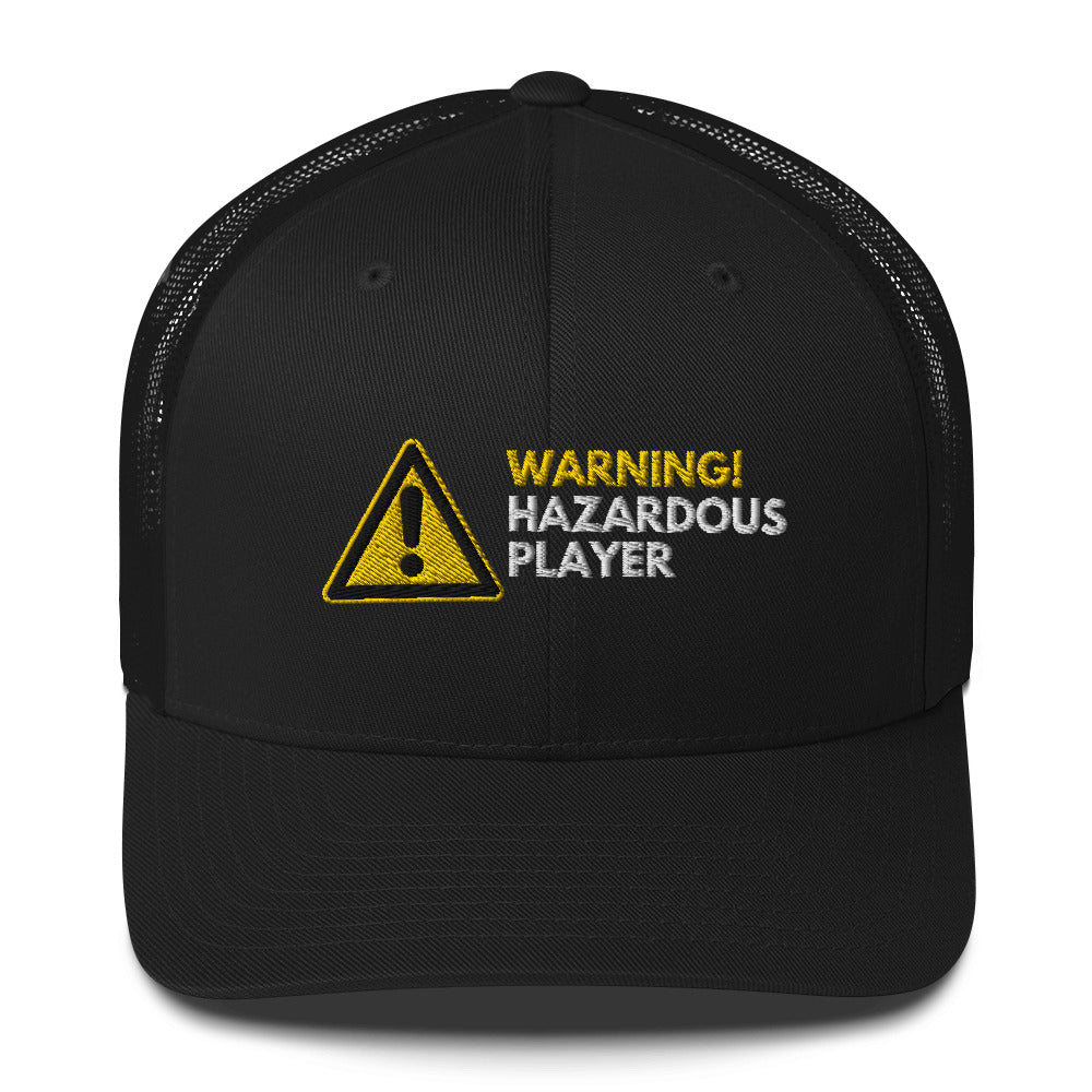 Funny Golfer Gifts Trucker Hat Black Warning Hazardous Player Trucker Hat