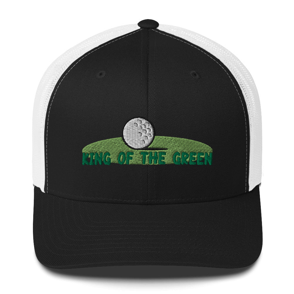 Funny Golfer Gifts Trucker Hat Black/ White King of the Green Trucker Hat