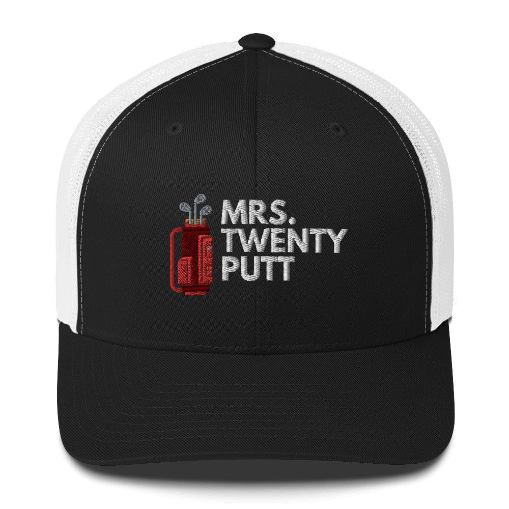Funny Golfer Gifts Trucker Hat Black/ White Mrs. Twenty Putt Trucker Hat