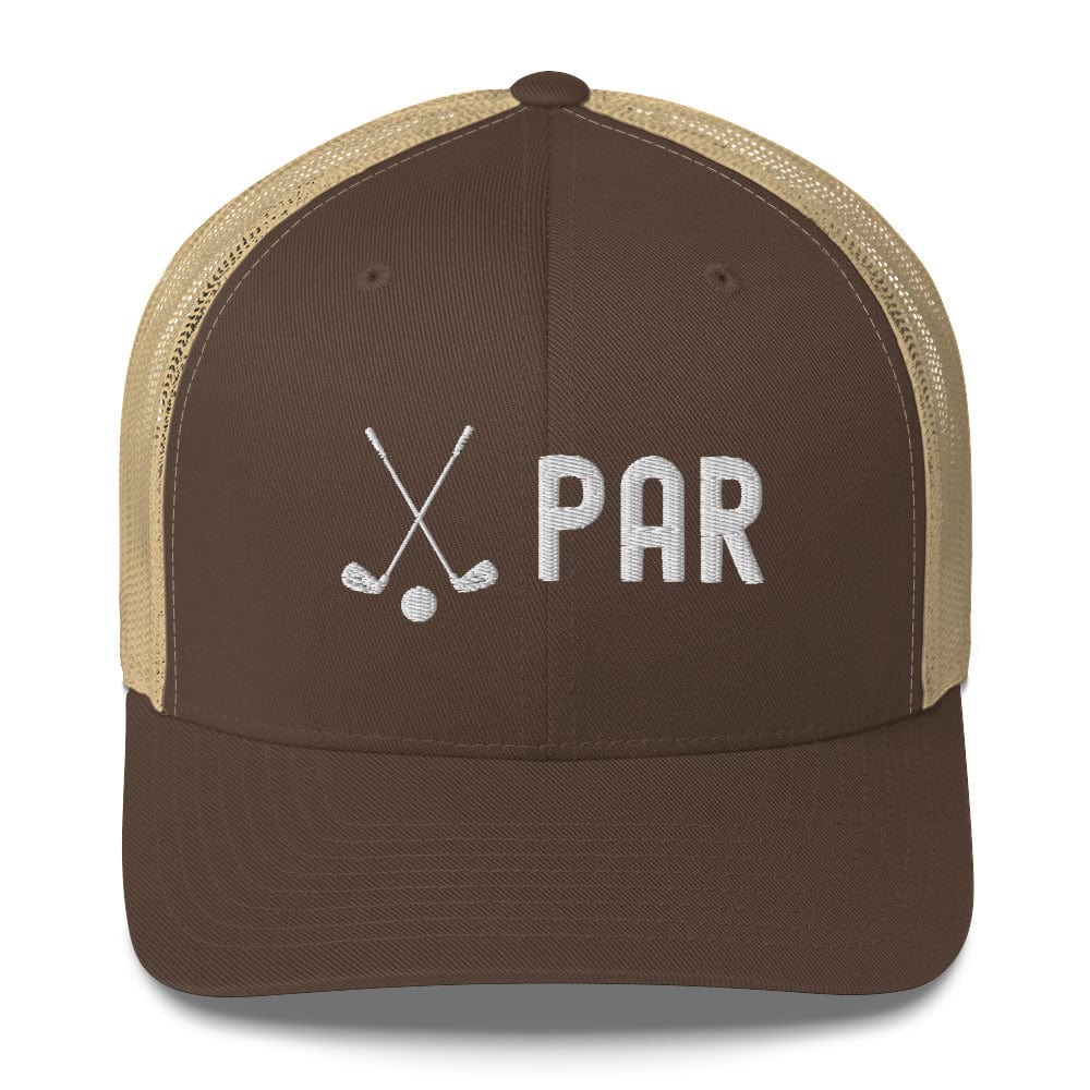Funny Golfer Gifts Trucker Hat Brown/ Khaki Par Golf Club Golfball Hat Trucker Hat