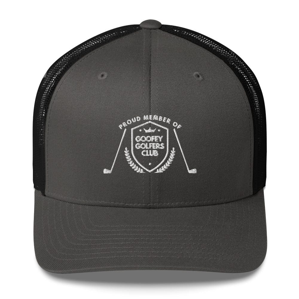 Funny Golfer Gifts Trucker Hat Charcoal/ Black Goofey Golfers Club Trucker Hat