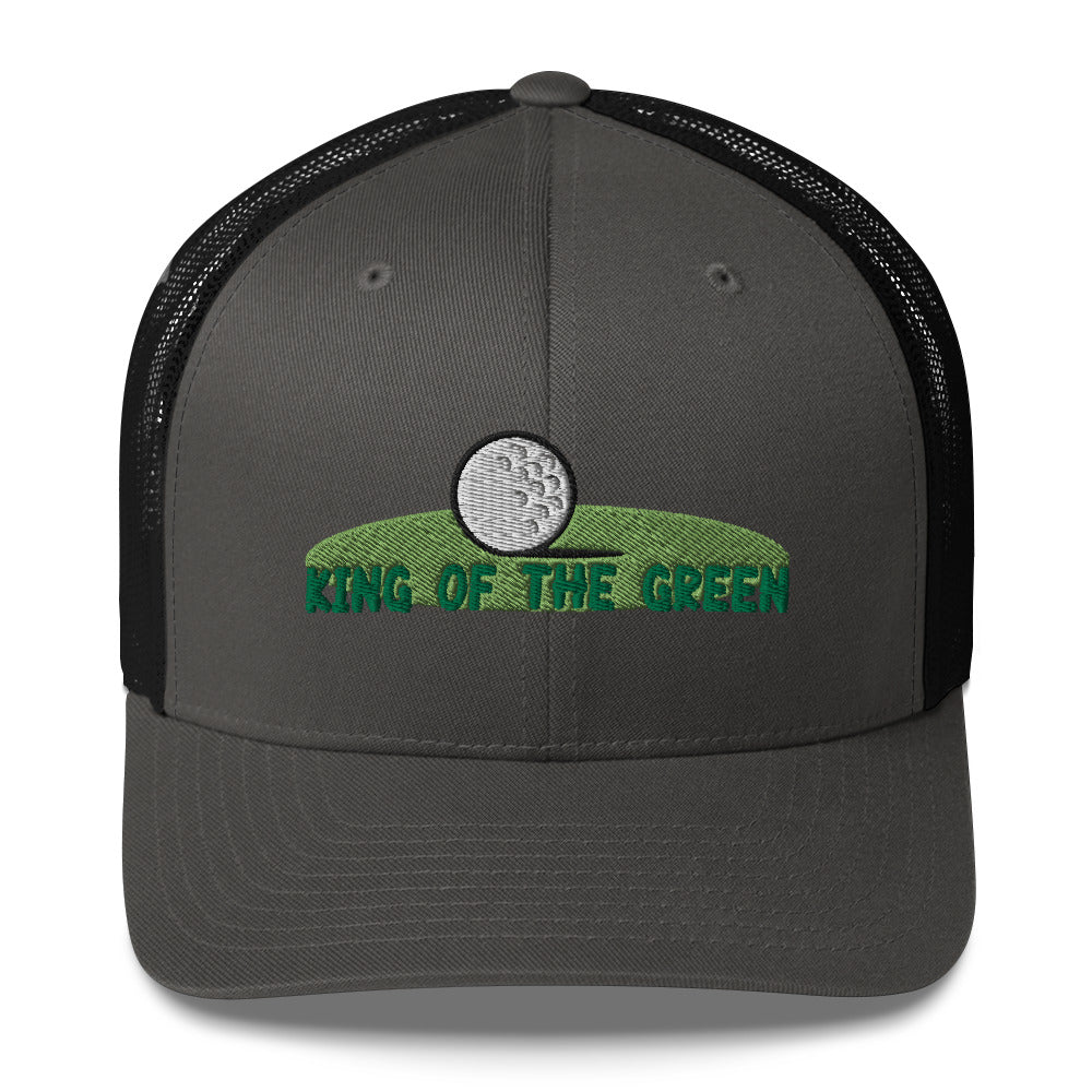 Funny Golfer Gifts Trucker Hat Charcoal/ Black King of the Green Trucker Hat