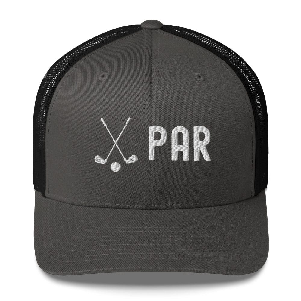 Funny Golfer Gifts Trucker Hat Charcoal/ Black Par Golf Club Golfball Hat Trucker Hat