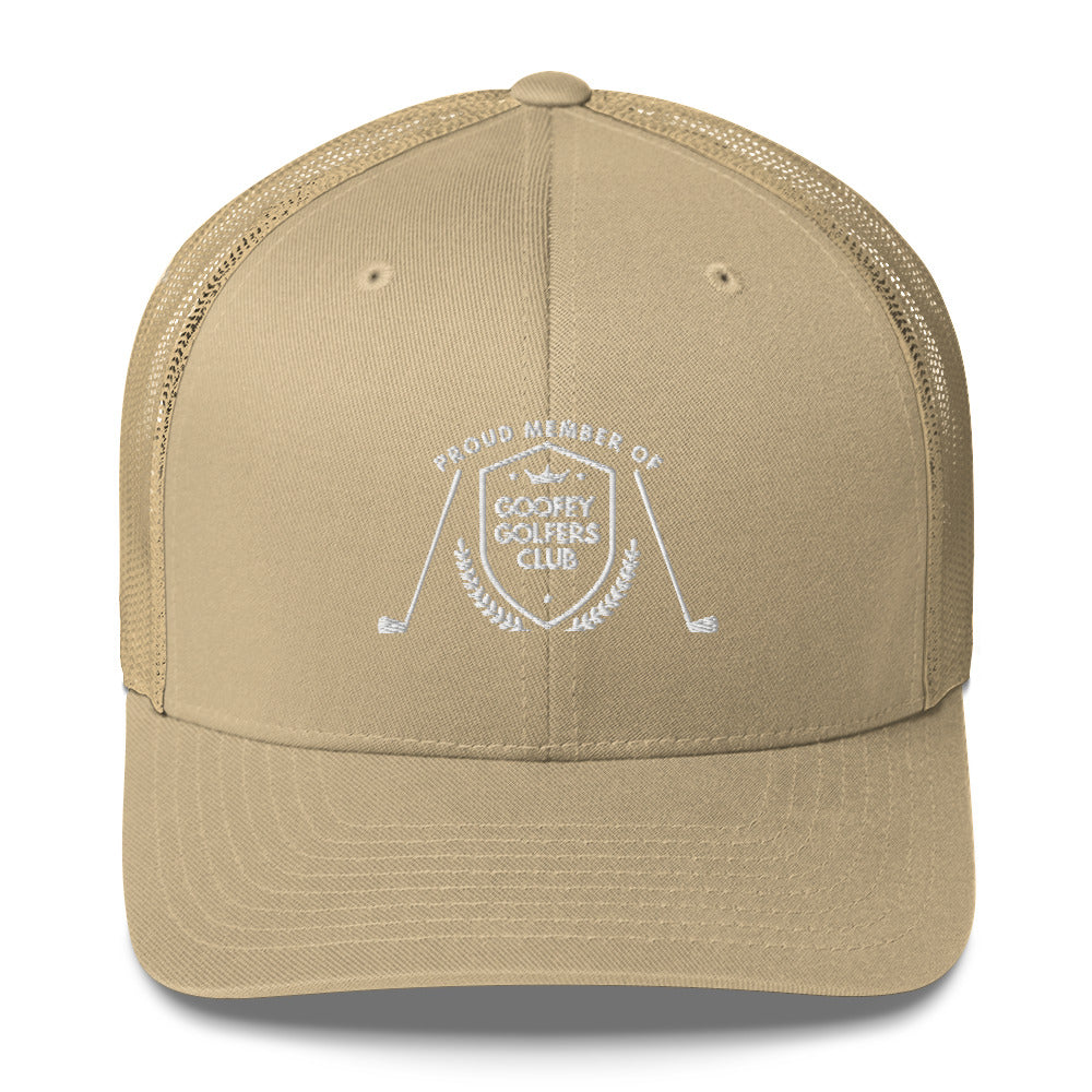 Funny Golfer Gifts Trucker Hat Khaki Goofey Golfers Club Trucker Hat