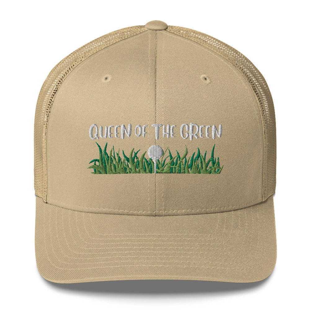 Funny Golfer Gifts Trucker Hat Khaki Queen Of The Green Trucker Hat