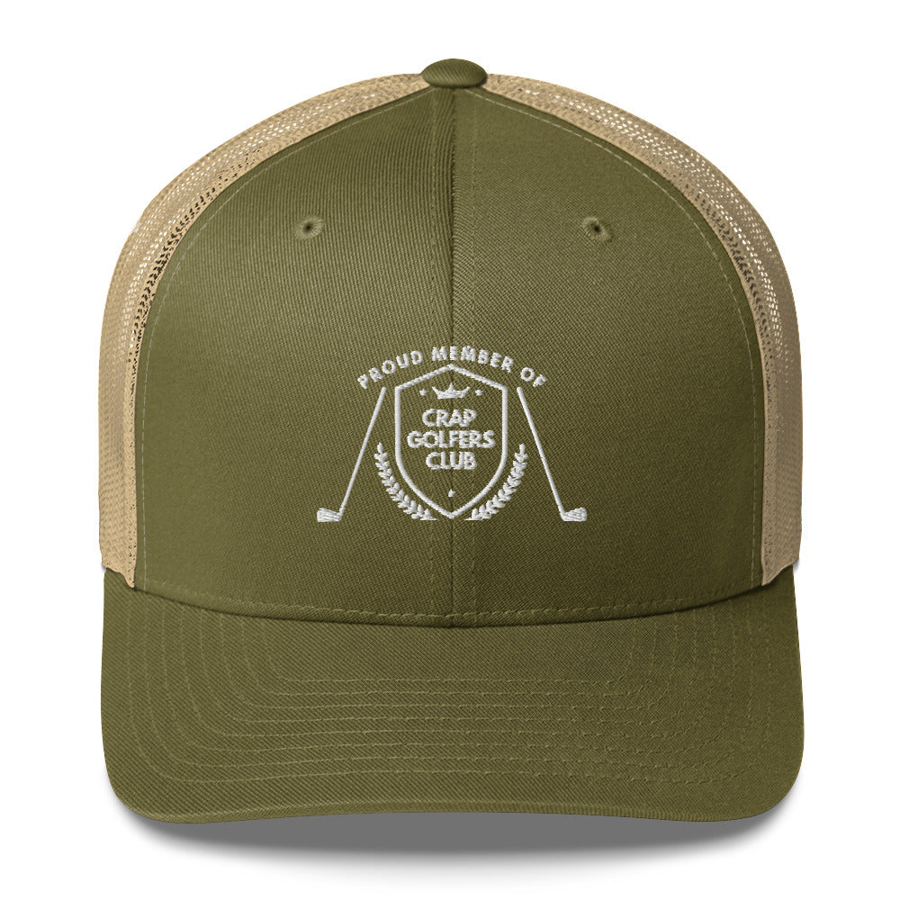 Funny Golfer Gifts Trucker Hat Moss/ Khaki Crap Golfers Club Trucker Hat